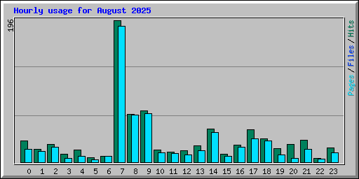 Hourly usage for August 2025